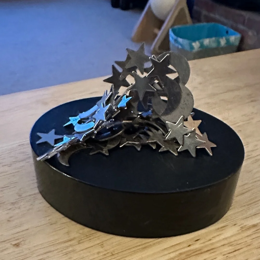 Celestial Silver Star and Moon Sculpture - Desk Toy - Picture 1 of 1